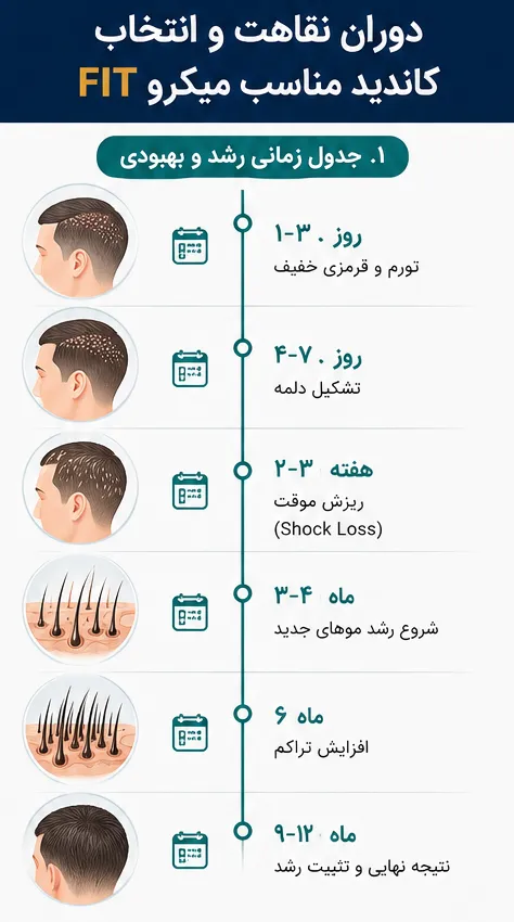 کاشت مو به روش میکرو FIT چیست؟ بررسی 5 مرحله روش و تفاوت با FIT معمولی 4 دوره نقاهت کاشت مو به روش میکرو FIT
